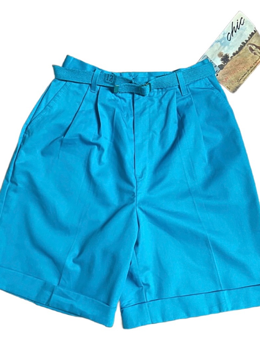 Chic ~ Size 12 ~ Vintage (1980’s) ~ USA ~ Turquoise ~ Mom Shorts ~ New W/Tags
